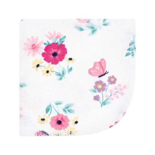 Hudson Baby Flannel Cotton Washcloths, Butterfly Floral 12 Pack