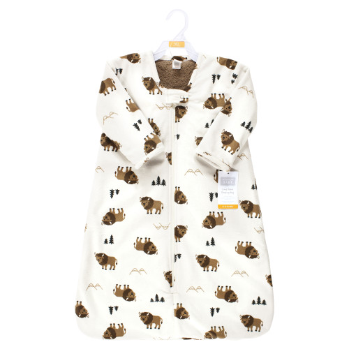 Hudson Baby Long Sleeve Plush Faux Fur Sleeping Bag, Wearable Blanket, Wild Buffalo