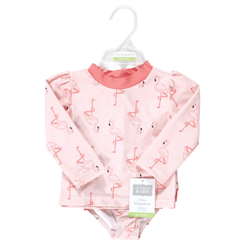 Hudson Baby Swim Rashguard Set, Pink Flamingo
