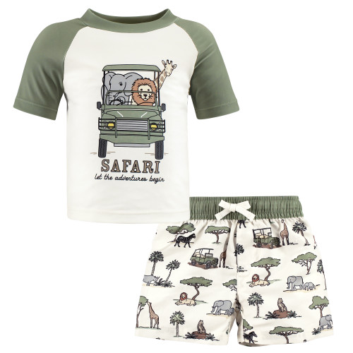 Hudson Baby Swim Rashguard Set, Going On Safari