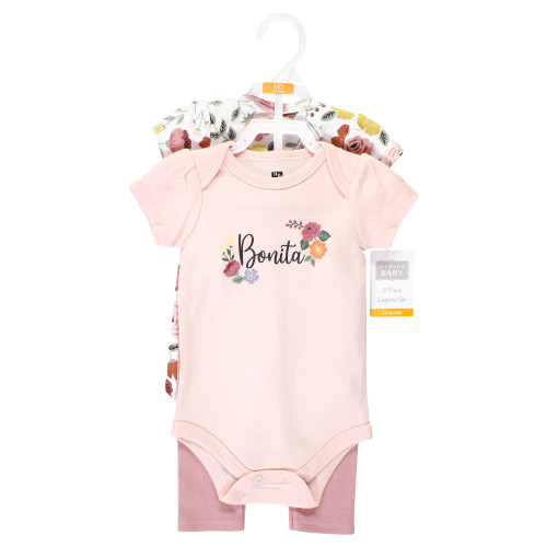 Hudson Baby Cotton Bodysuit and Pant Set, Bonita Short Sleeve