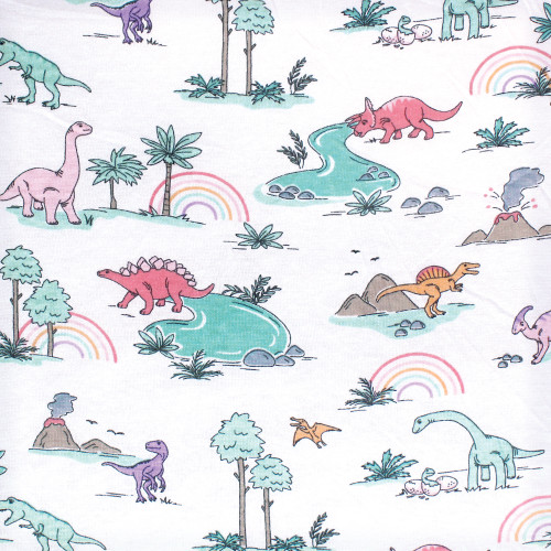Hudson Baby Cotton Changing Pad Cover, Pink Dinosaur Adventures