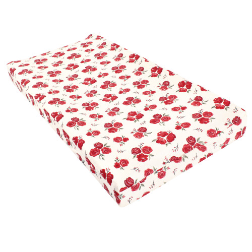 Hudson Baby Cotton Changing Pad Cover, Red Rose