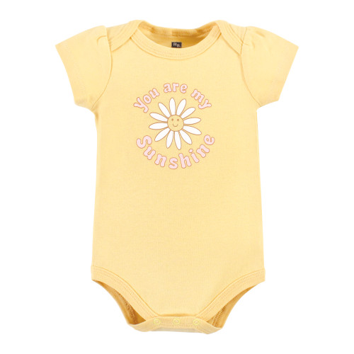 Hudson Baby Cotton Bodysuits, Peace Love Flowers 5 Pack