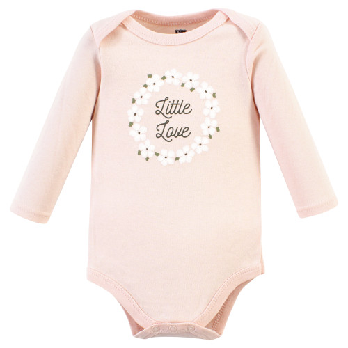 Hudson Baby Cotton Bodysuit, Pant and Shoe Set, Sage Floral Wreath Long Sleeve