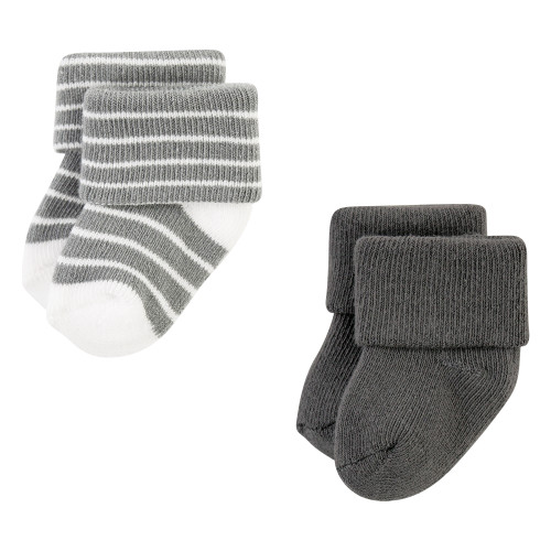 Hudson Baby Cotton Rich Newborn and Terry Socks, Modern Elephant