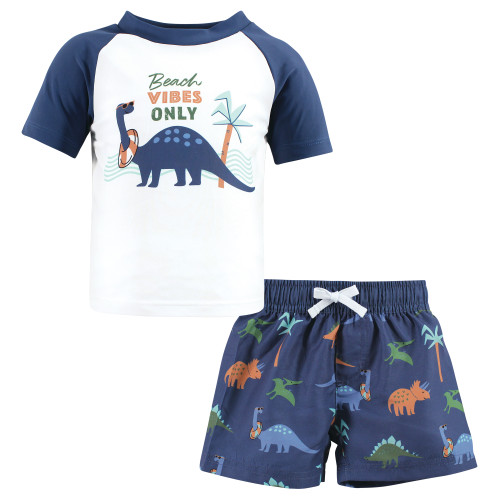 Hudson Baby Swim Rashguard Set, Beach Vibe Dino