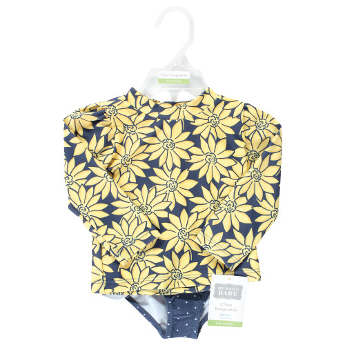 Hudson Baby Swim Rashguard Set, Blue Yellow Daisy