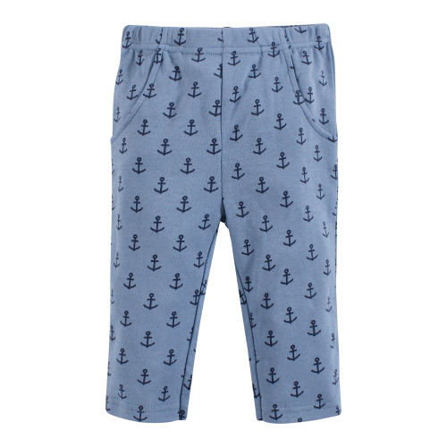 Hudson Baby Cotton Bodysuit, Pant and Shoe Set, Whaley Cute Anchor