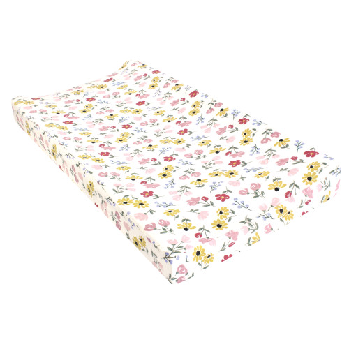 Hudson Baby Cotton Changing Pad Cover, Soft Painted Floral