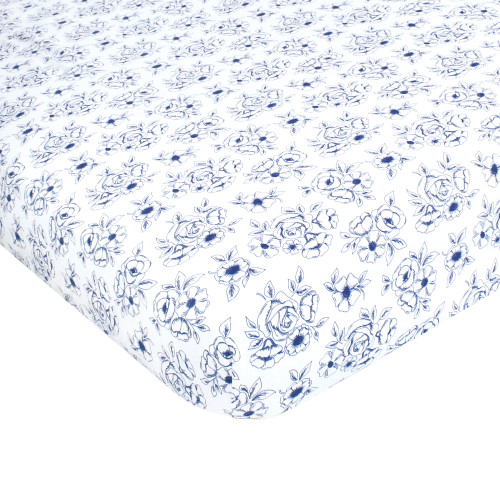 Hudson Baby Cotton Fitted Crib Sheet, Blue Toile