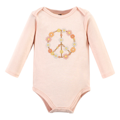 Hudson Baby Cotton Long-Sleeve Bodysuits, Peace Love Flowers 5 Pack