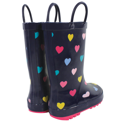 Hudson Baby Rain Boots, Navy Hearts