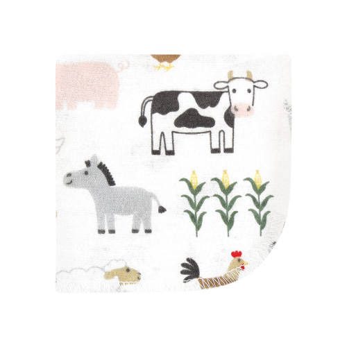 Hudson Baby Flannel Cotton Washcloths, Cute Farm 10 Pack