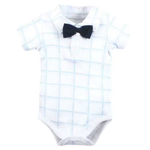 Hudson Baby Cotton Bodysuits, Plaid Little Man Polo