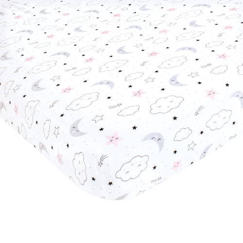 Hudson Baby Cotton Fitted Crib Sheet, Dreamer