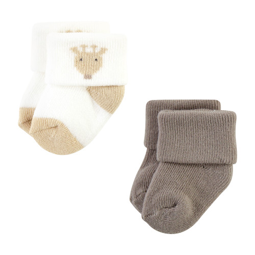 Hudson Baby Cotton Rich Newborn and Terry Socks, Modern Giraffe