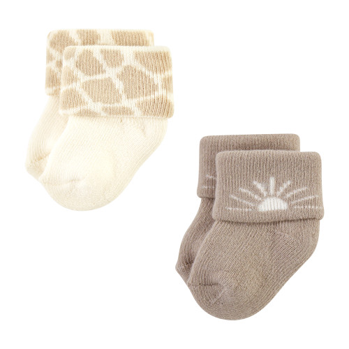 Hudson Baby Cotton Rich Newborn and Terry Socks, Modern Giraffe