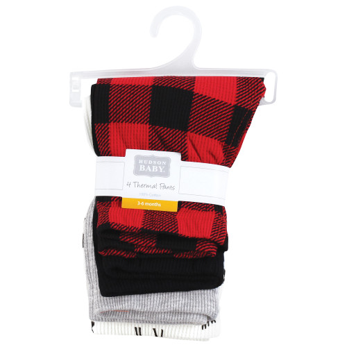 Hudson Baby Thermal Tapered Ankle Pants 4pk, Buffalo Plaid Moose