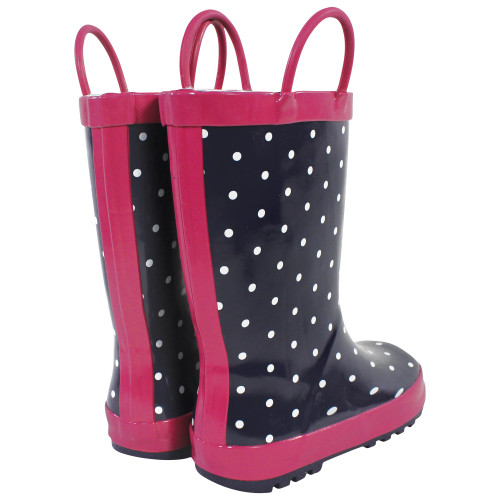 Hudson Baby Rain Boots, Navy Dots Pink