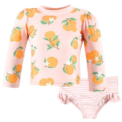 Hudson Baby Swim Rashguard Set, Citrus Orange