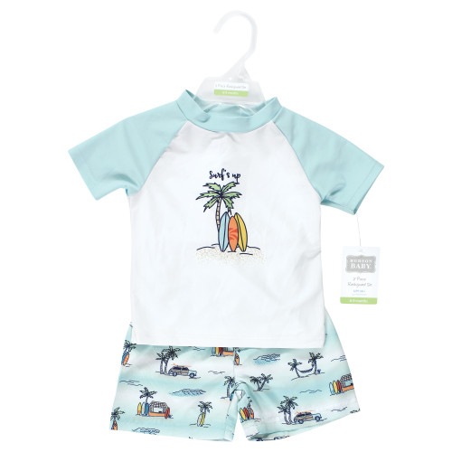 Hudson Baby Swim Rashguard Set, Mint Surfer