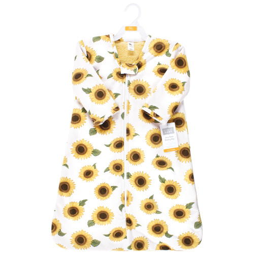 Hudson Baby Long Sleeve Plush Faux Fur Sleeping Bag, Wearable Blanket, Sunflower