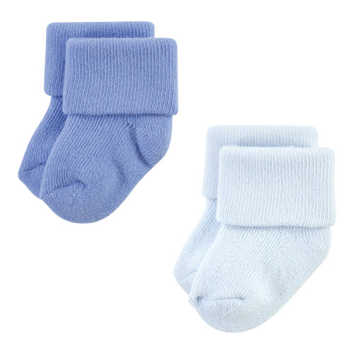 Hudson Baby Cotton Rich Newborn and Terry Socks, Solid Blue Gray 8 Pack Terry