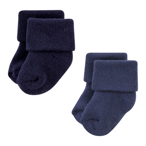 Hudson Baby Cotton Rich Newborn and Terry Socks, Solid Blue Gray 8 Pack Terry