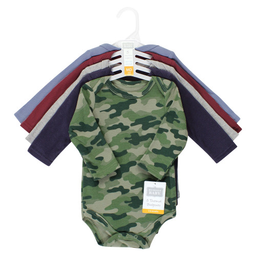 Hudson Baby Thermal Long Sleeve Bodysuits, Basic Camo