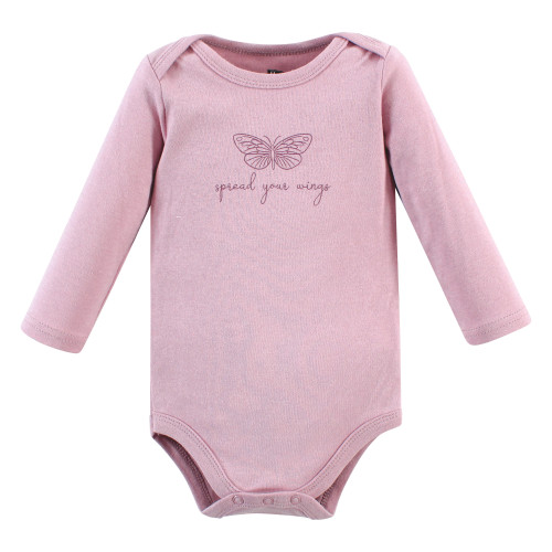 Hudson Baby Cotton Long-Sleeve Bodysuits, Plum Wildflower 5 Pack