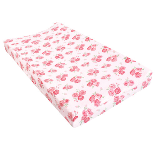 Hudson Baby Cotton Changing Pad Cover, Blush Rose