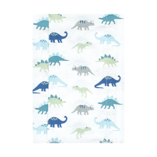 Hudson Baby Cotton Flannel Burp Cloths, Soft Teal Dino 4 Pack