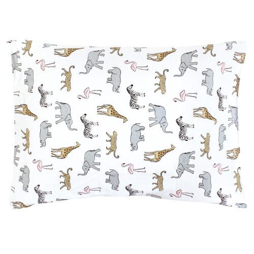 Hudson Baby Cotton Toddler Pillow Case, Modern Pink Safari