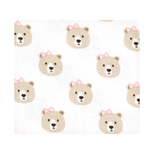 Hudson Baby Cotton Flannel Receiving Blankets Bundle, Pink Taupe Bear
