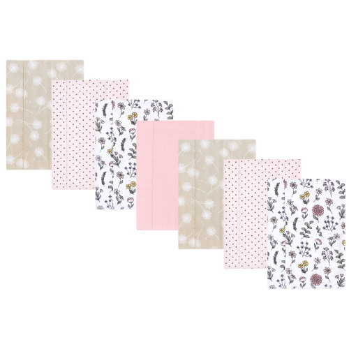 Hudson Baby Cotton Flannel Burp Cloths, Dandelion Wish 7 Pack