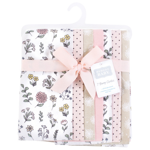 Hudson Baby Cotton Flannel Burp Cloths, Dandelion Wish 7 Pack