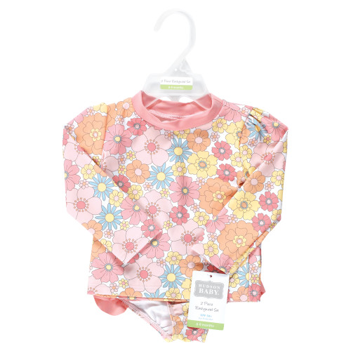 Hudson Baby Swim Rashguard Set, Peace Love Flowers