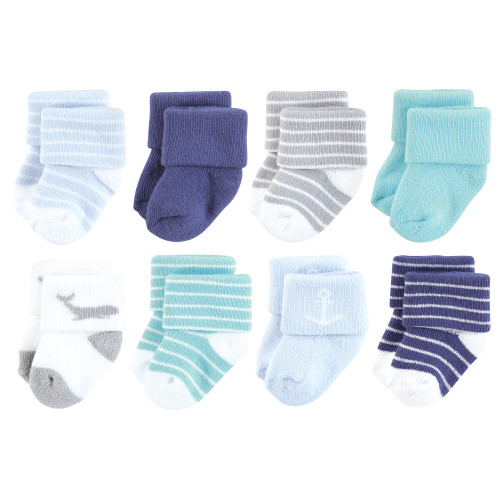 Hudson Baby Cotton Rich Newborn and Terry Socks, Gray Whale