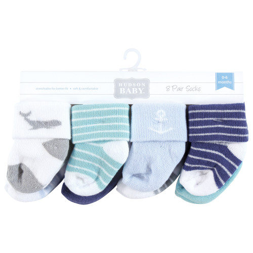 Hudson Baby Cotton Rich Newborn and Terry Socks, Gray Whale