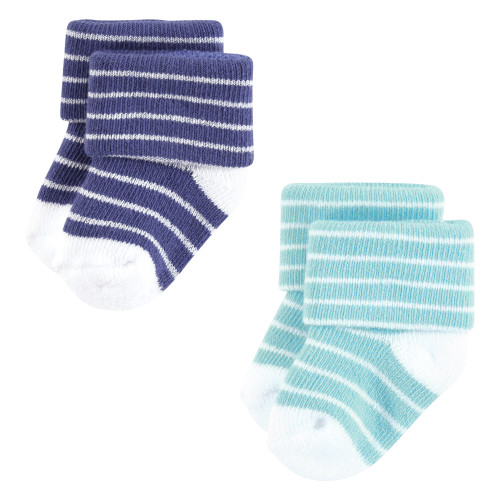 Hudson Baby Cotton Rich Newborn and Terry Socks, Gray Whale