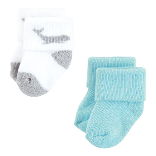 Hudson Baby Cotton Rich Newborn and Terry Socks, Gray Whale