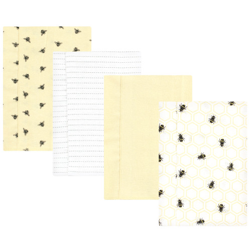 Hudson Baby Cotton Flannel Burp Cloths, Honey Bee 4 Pack