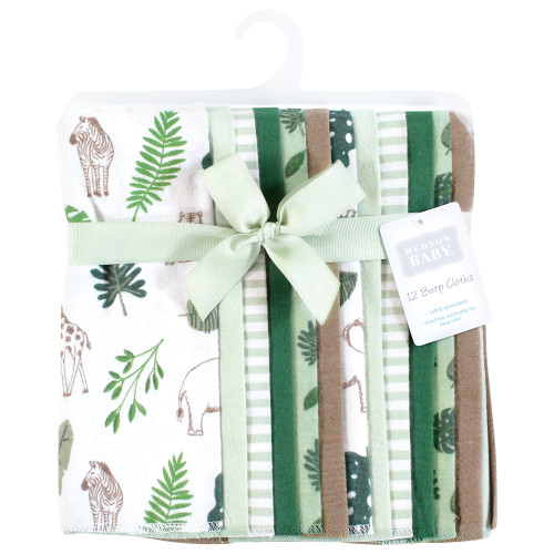 Hudson Baby Cotton Flannel Burp Cloths Bundle, Jungle