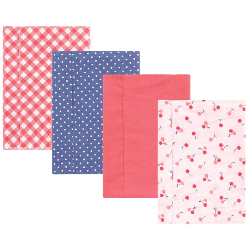 Hudson Baby Cotton Flannel Burp Cloths, Cherry Sweet 4 Pack