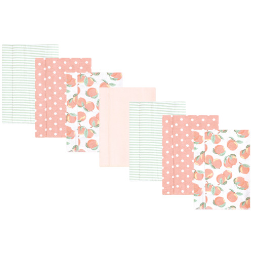 Hudson Baby Cotton Flannel Burp Cloths, Sweet Peach 7 Pack
