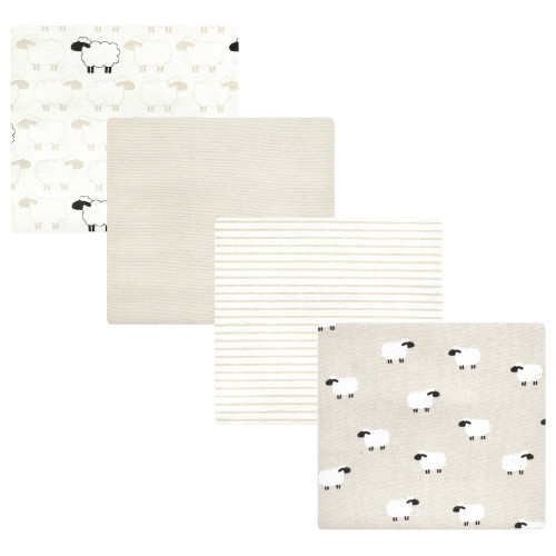 Hudson Baby Cotton Flannel Receiving Blankets, Taupe Sheep