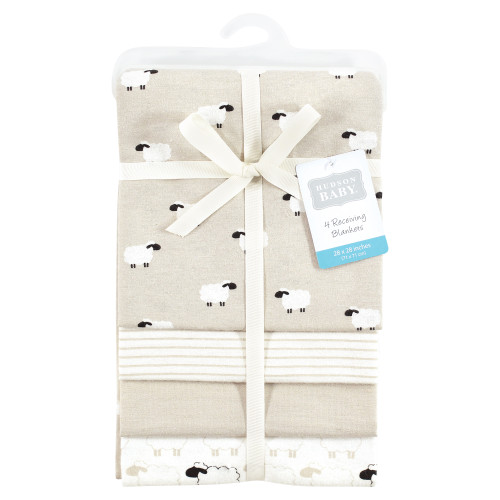 Hudson Baby Cotton Flannel Receiving Blankets, Taupe Sheep