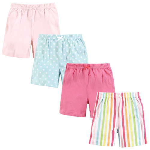 Hudson Baby Shorts Bottoms 4-Pack, Rainbow Stripe