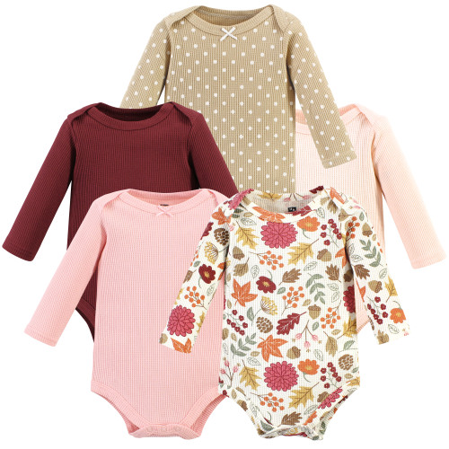 Hudson Baby Thermal Long Sleeve Bodysuits, Acorn Botanical